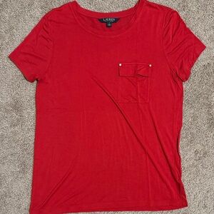 Lauren Ralph Lauren Vibrant Red Short Sleeve Top